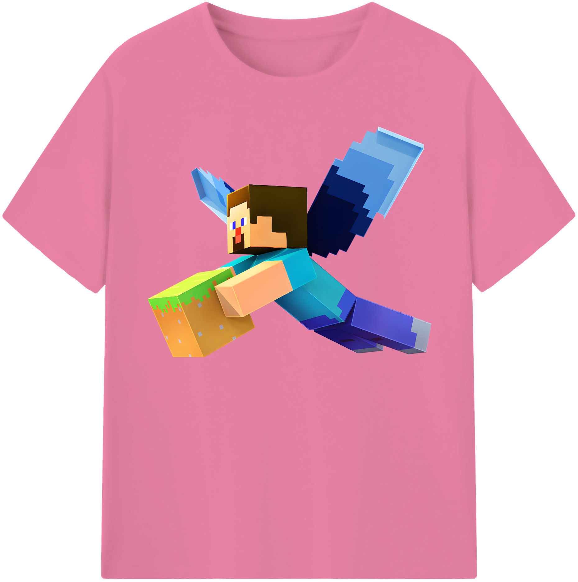 （画像用） マインクラフト ブロックの世界 Minecraft MC Block world 綿100％半袖Tシャツ（フロントプリント）